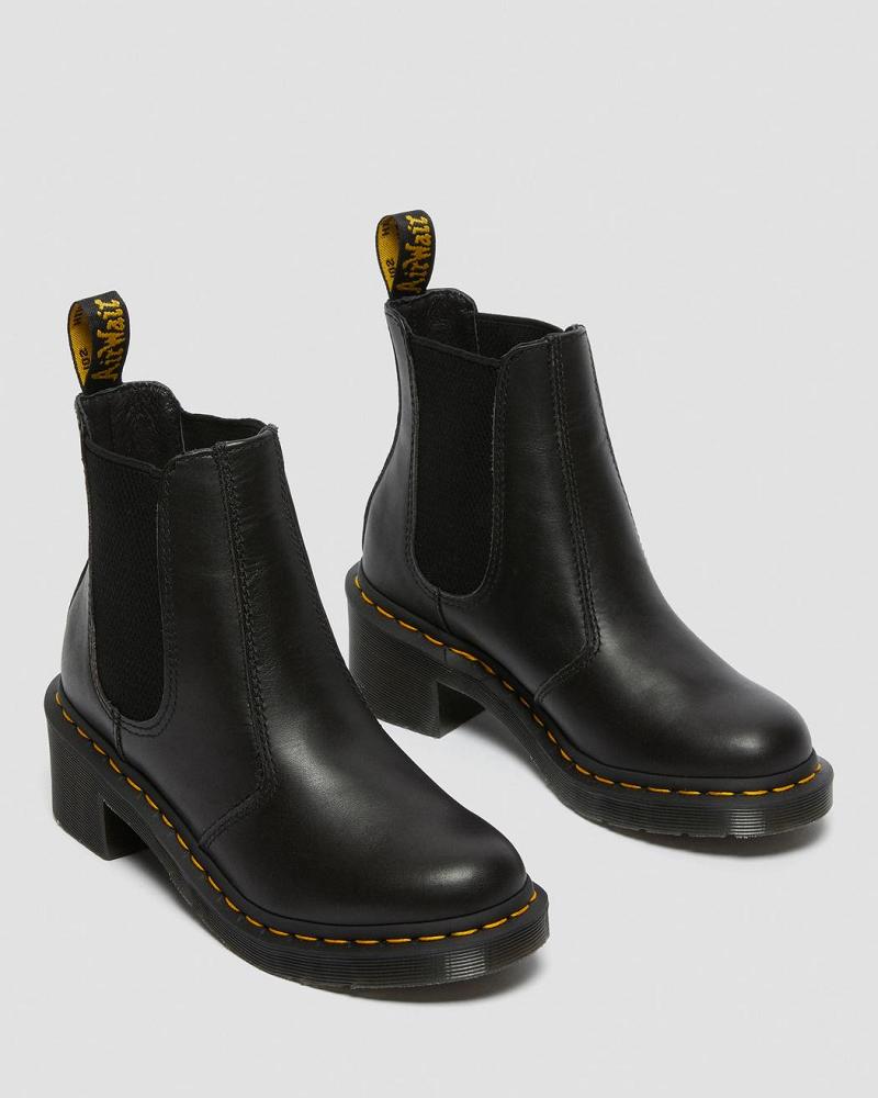 Dr Martens Cadence Leren Hak Enkellaars Dames Zwart | NL 715MQZ